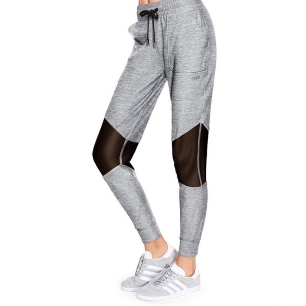 Victoria's Secret PINK Gray Black Mesh Detail Ultimate Joggers Size Small